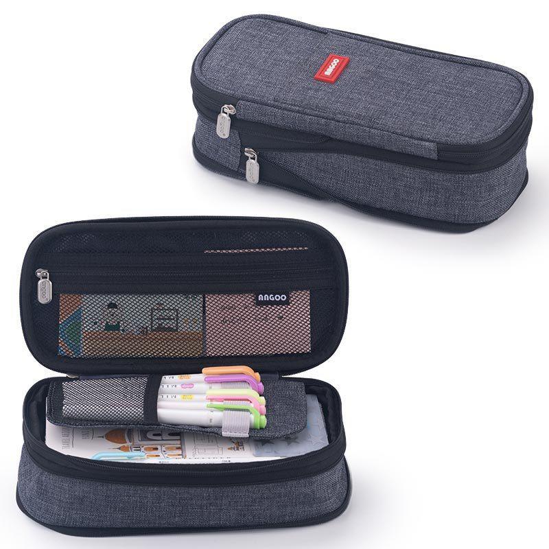 Macaron Colorblock Large Capacity Art Student Pencil Case - Double Layer Oxford Cloth Paintbrush Storage Bag