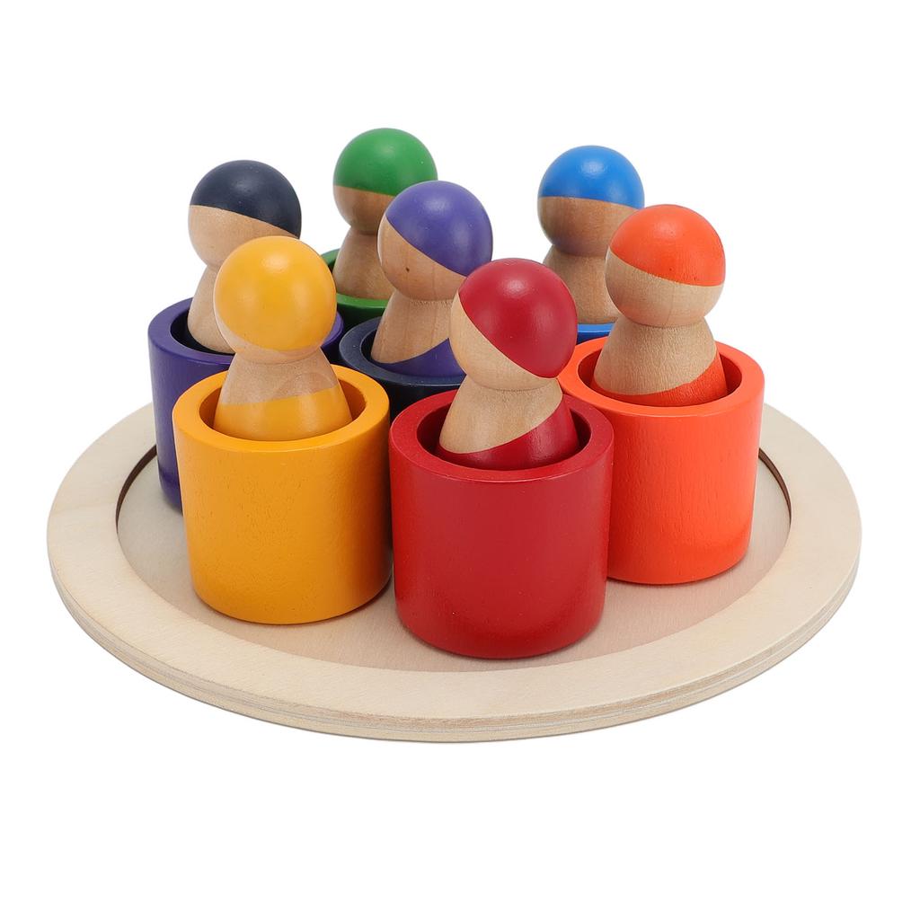 Holzfiguren in Tassen Hands-on Koordination Pädagogisch zum Lernen Farbsortierung und Zählen Holzfigur