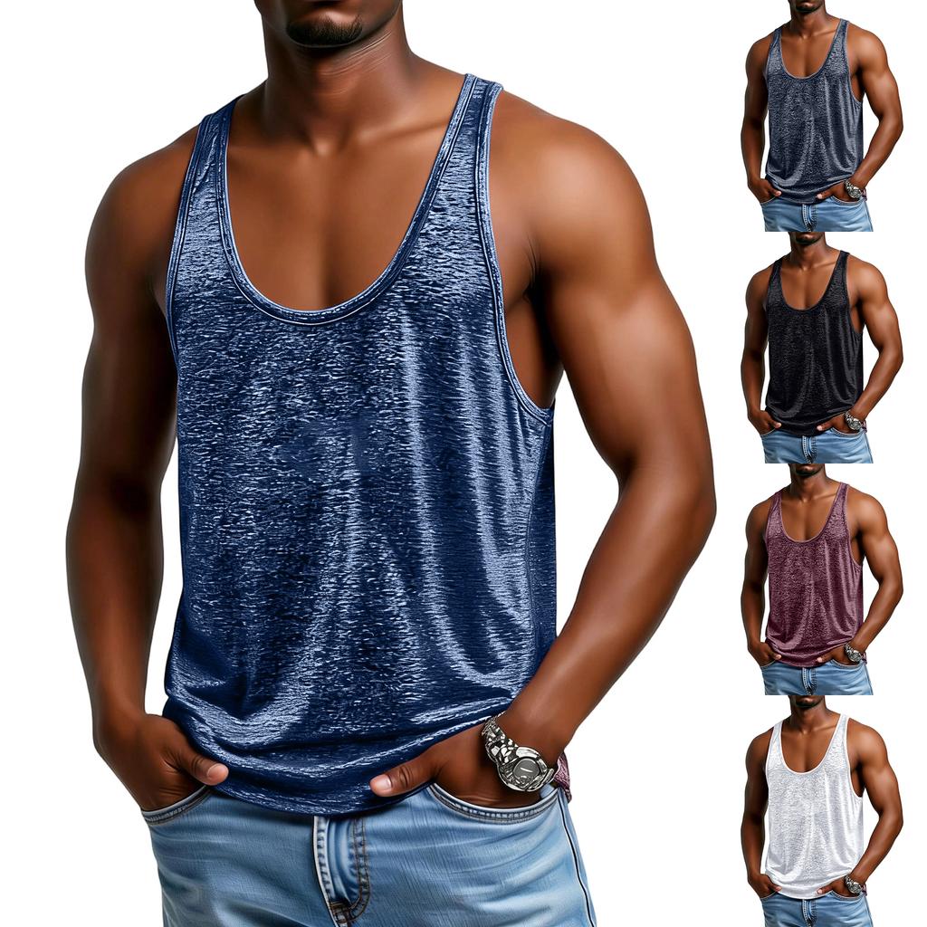 Man's Loose Large Size Exercise Color Breathable Wear A Sweat Absorbing Garment Elasticity I,Shaped Vest