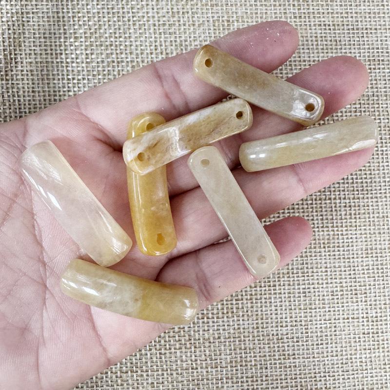Natural Amethyst & Rose Quartz Bent Tube Connector for DIY Bracelets