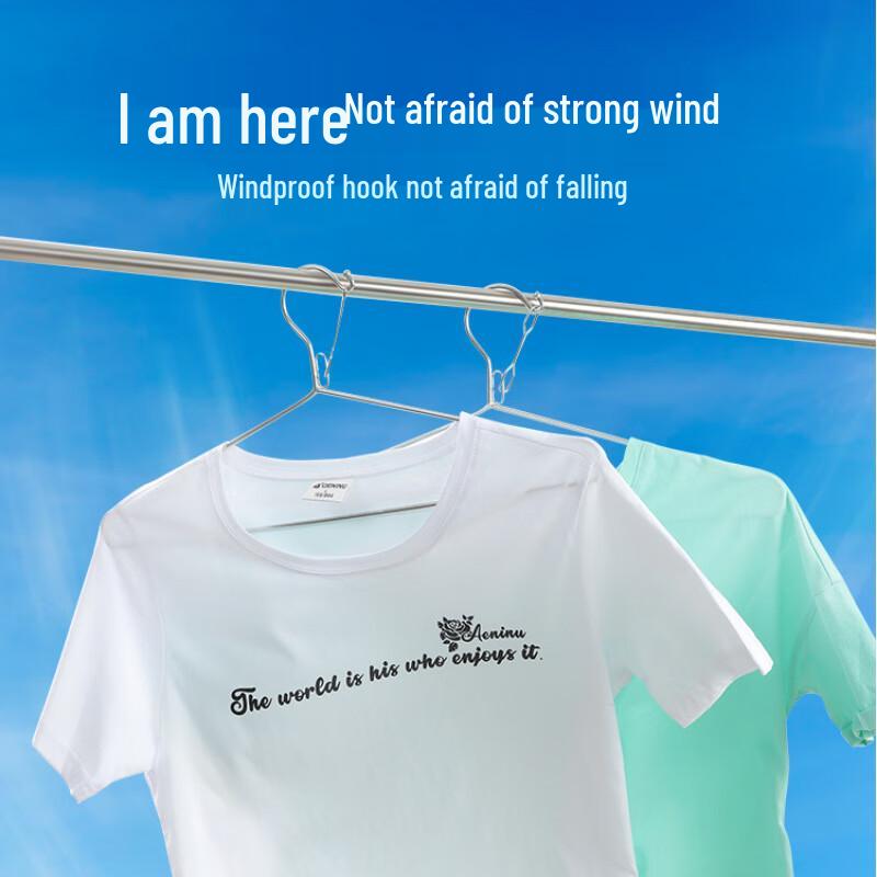 Di Rui En 304 Stainless Steel Anti-Slip Windproof Clothes Hangers, 10-Pack