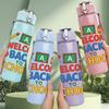 1PC Welcome Back To School Colorful 750ml Color Plastic Sports Water Bottle Leakproof Flip Straw Lid Suitable for Sports Office Home Use