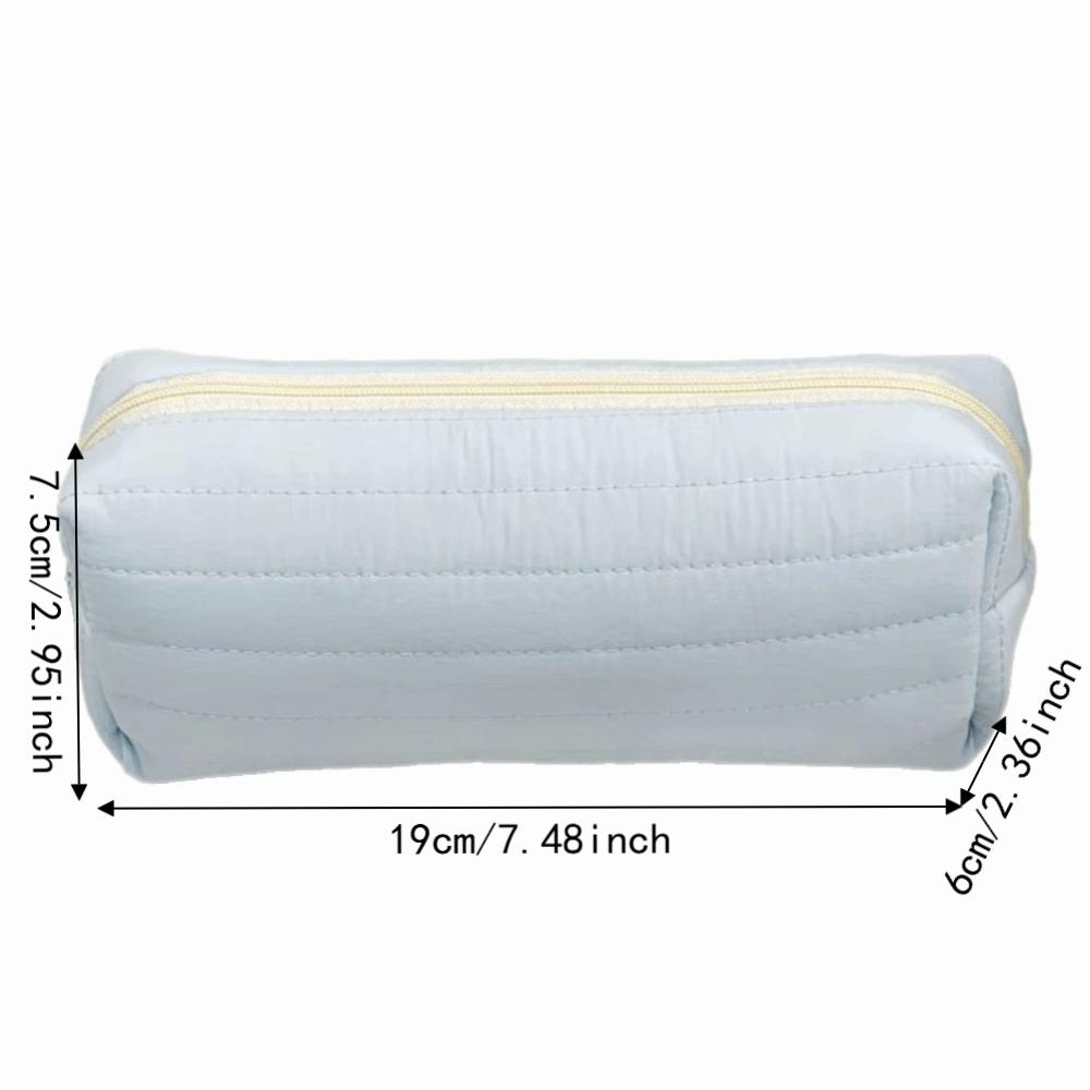 Portable Cream Color Pencil Case Multi-functional School Storage Bag  Office Use