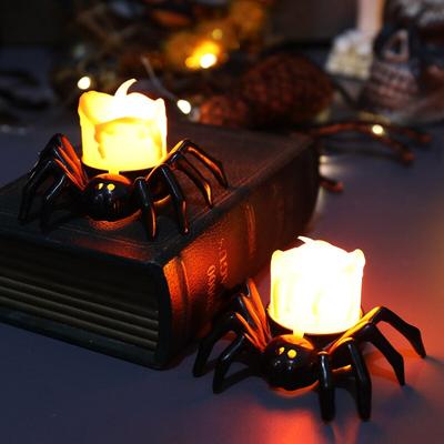 Halloween Spider Candle Light LED Electronic Glowing Candle Night Light Atmosphere Arrangement Decorative Prop Ornaments