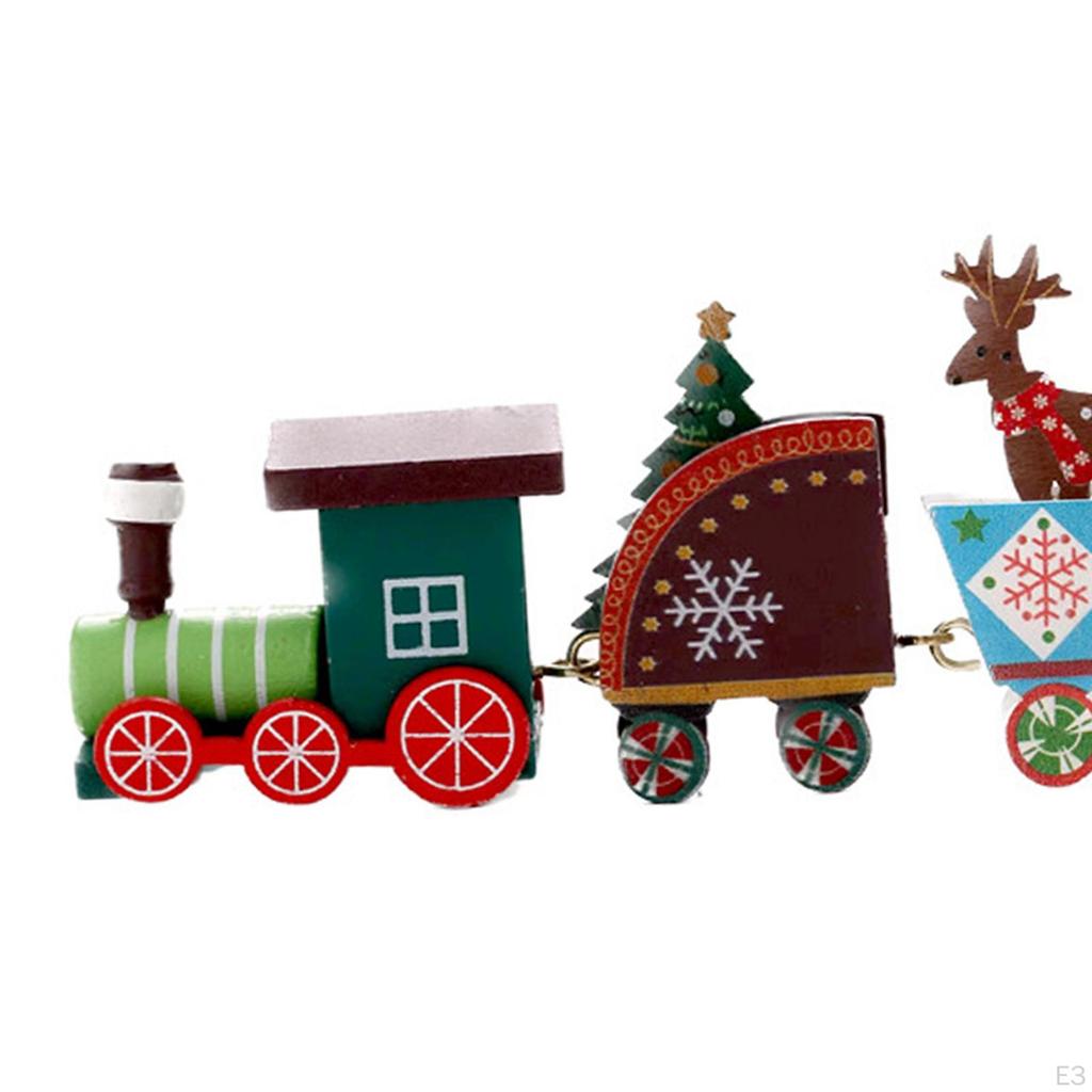 christmas Wooden Train Ornament, Decoration, Xmas Desktop Trains Ornaments, for Indoor,