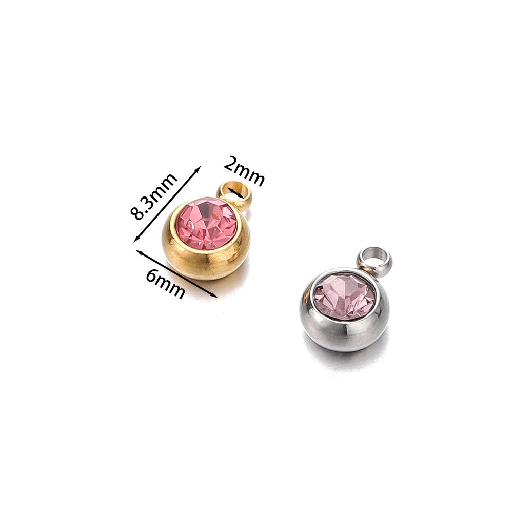 20 Stück 6mm Edelstahl Strassperlen Goldfarbe Kristall Anhänger für DIY Halskette Armband Charm Schmuckherstellung