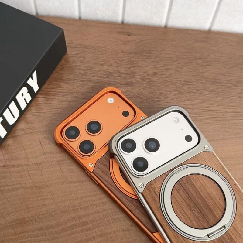 Magnetic Metal Phone Case With Built-in Kickstand IPhone 16 Pro Max 17 15 Aluminum Armor Cover