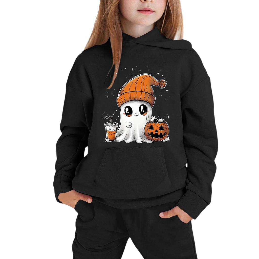 Kids Hoodie with Halloween Print - Long Sleeve Pullover Sweatshirt for Boys and Girls