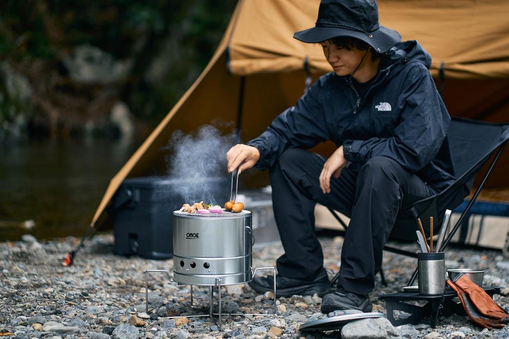 ONOE Stand for Camping and Outdoor Includes Storage Charcoal Grill Stove Pot Fire Extinguisher Stand TS-41 2-Way - Foldable, Multi-purpose, Use, Bag,