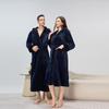 Cozy Couple Jacquard Fleece Long Robe - Hooded Autumn/Winter Bathrobe for Men & Women