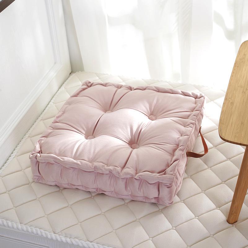 Comfortable Solid Color Dutch Velvet Bay Window Cushion - Thick, Dirt-Resistant, and Portable for Floor Sitting