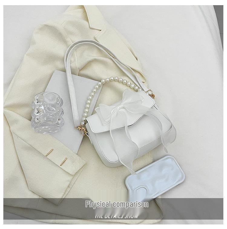 Versatile Bow Design Textured Underarm & Crossbody Bag