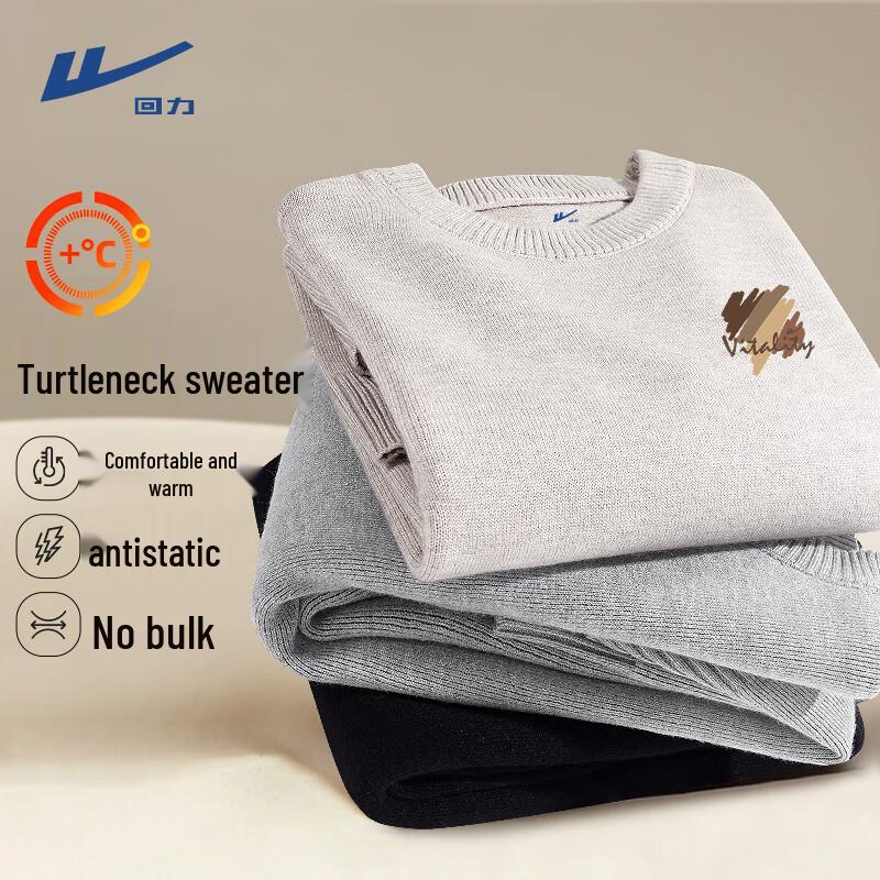 Huili Men s Autumn/Winter Thickened Mock Neck Knit Sweater 2XL