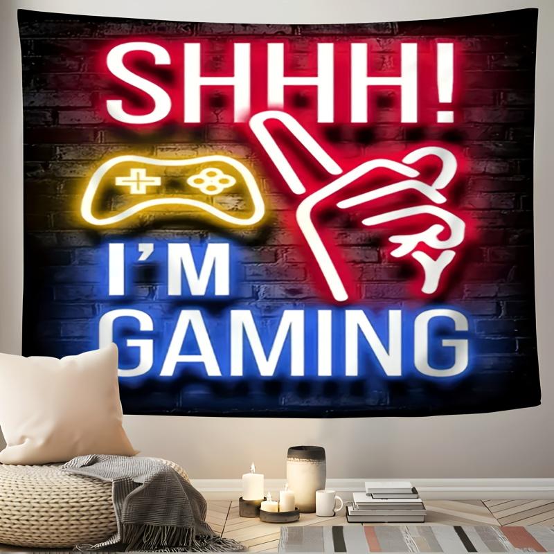 

Неоновая игровая тема Цифровая печать полиэстер настенный гобелен декоративный Гостиная Спальни Офис Фон Подарок 74x94cm(29x37in)