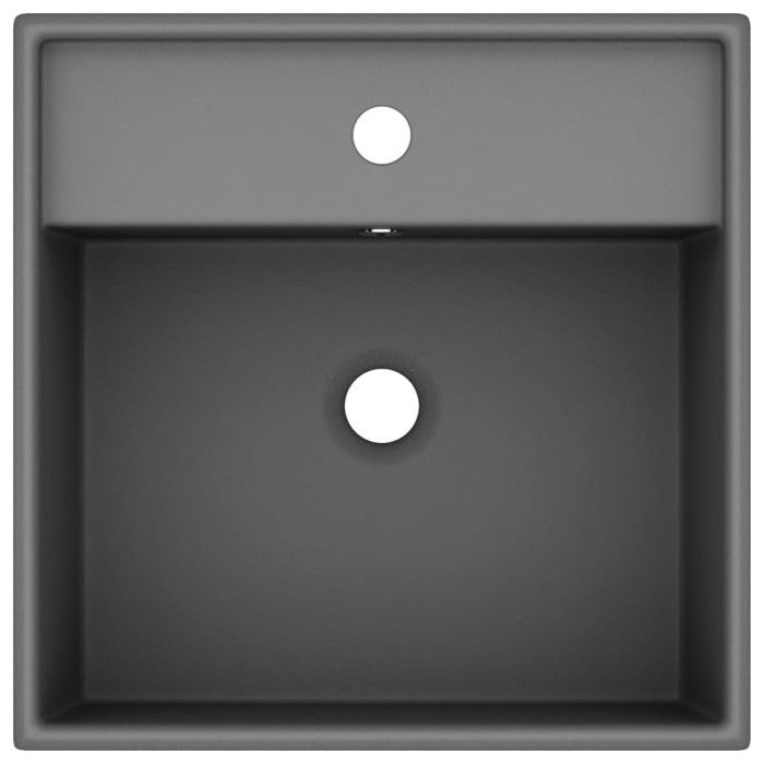 VidaXL Lavabo Carré de Luxe à Trop-plein Vasque à Poser de Toilette Lave-mains de Salle de Bain Salle Cosmétique Gris Foncé 146950