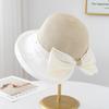 Women's Summer Wide Brim Bucket Hat Bow-Knot Patchwork Fisherman Style Beach Accessory