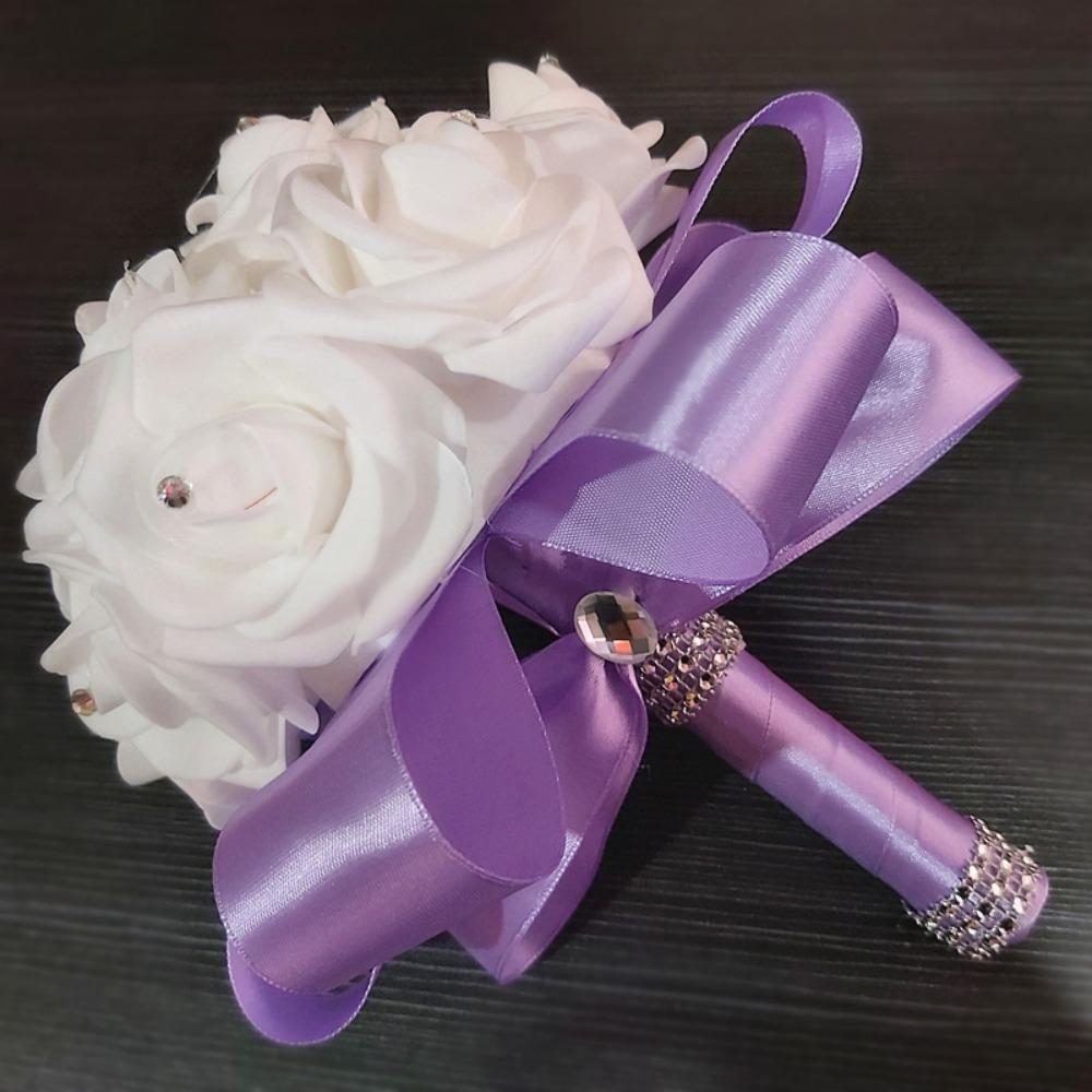 Romantic Bridal Wedding Bouquet Satin Artificial Rose Flower Rose Flower Bouquet  Bridal Wedding