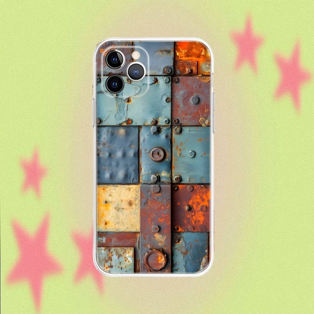 Retro Industrial Style Rusty Transparent Non-Slip Phone Case For iPhone 17,16,15,14,13,12,11,Air,X,XR,Pro,Max,Plus iPhone16pro