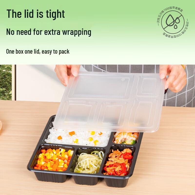 Disposable Multi-Compartment Food Containers with Lids