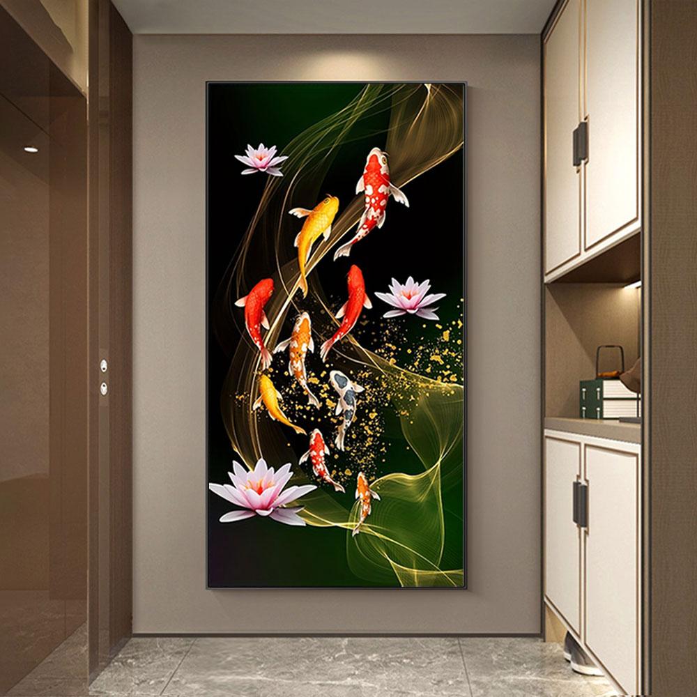 Beautiful Chinese Red Koi Carp Canvas Painting Perfect Home Decor To Bring Luck and Prosperity Prints Posters For Home Wall Art
