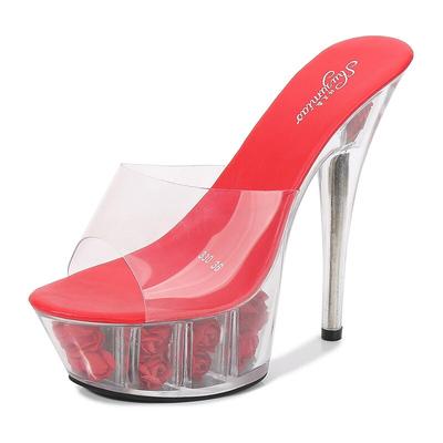Women's Shoes Nightclub Super High Heels Slippers Catwalk Pole Dance Shoes Crystal Bottom Waterproof Platform 330 Series 14cm Heel 4cm Platfrom LFD