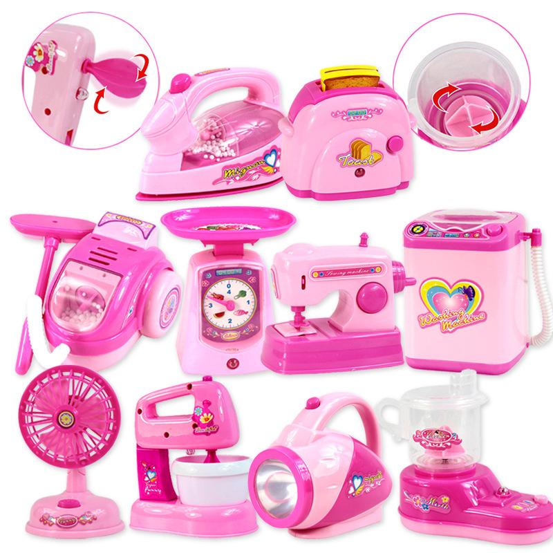 Kids Pretend Play Kitchen Set Simulation Electric Mini Appliances Washing Machine Vacuum Cleaner Toy for Girls