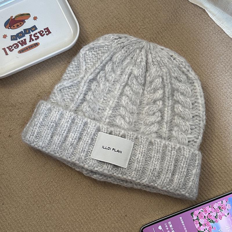 Luochi Korean Style Wool Knit Hat - Women s Thick Warm Cable Knit Rolled Brim