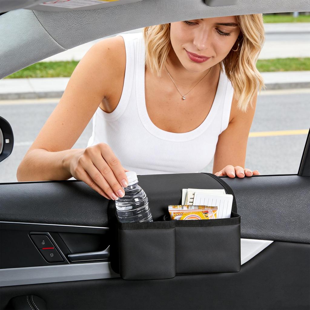 Car Door Window Organizer Cup Holder Pockets Vehicle Side Door Organizer For Driver Truck SUV Van Interior Trip Road Camping