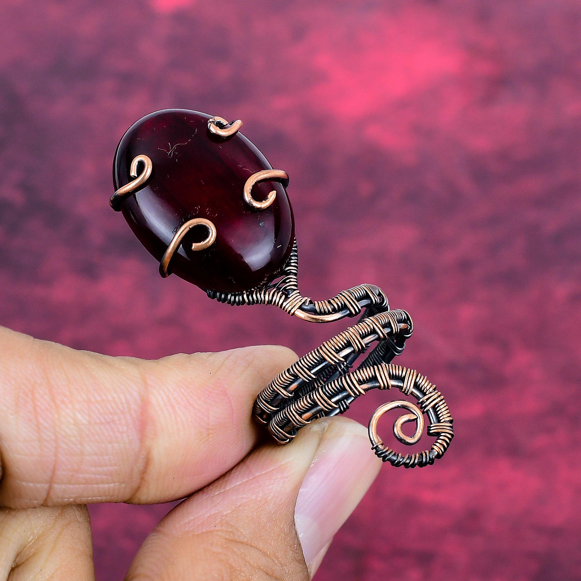 Red Fire Labradorite Gemstone Ring Adjustable Ring Copper Wire Wrapped Jewelry Adjustable