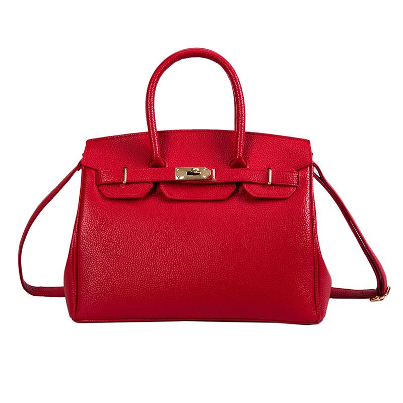 2026 Lock Handbag Fashion Lychee Pattern Single Shoulder Diagonal Platinum