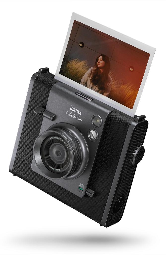 Fujifilm INSTAX Wide Evo instant film camera.
