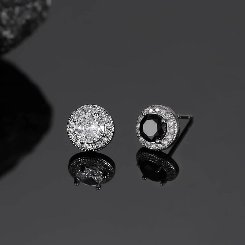 Trendige 925er Sterling Silber Nadelohrringe für Herren Schmuck Charmante Kristall Schwarze Ohrringe Männliche Piercing Accessoires