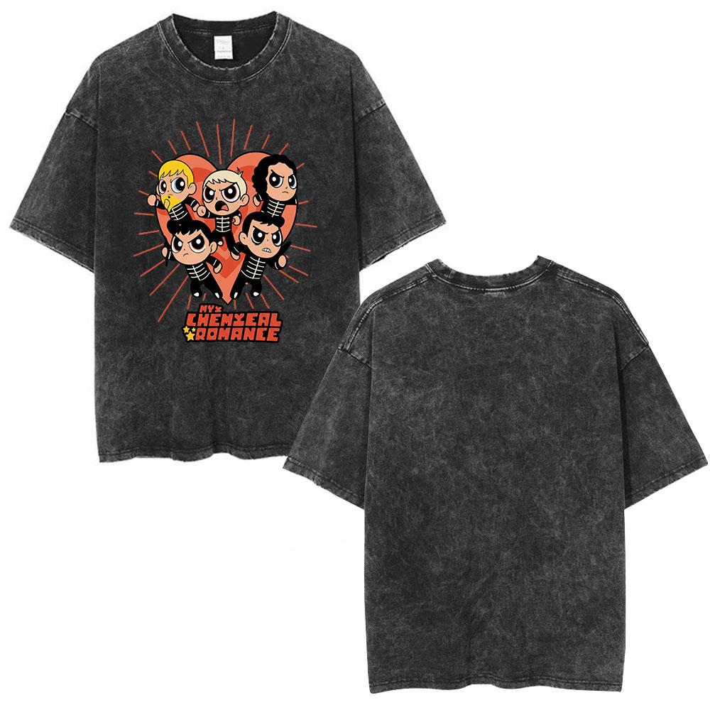 Rock Band My Chemical Romance Washed Tshirt The Black Parade  Tour Merch Tshirts Mens Clothing Vintage T Shirt Streetwear