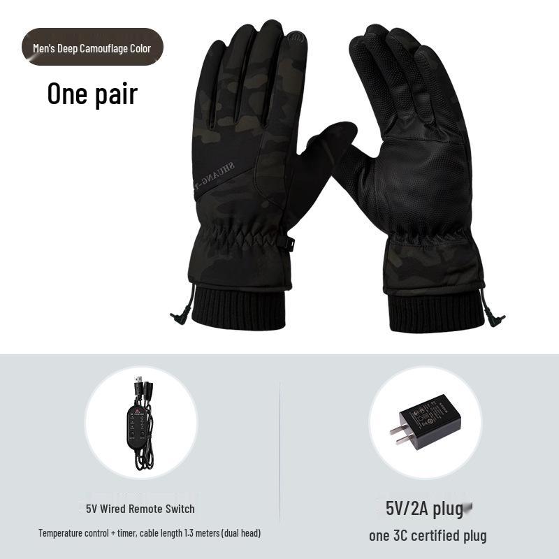 USB Heated Gloves: Winter Warmth with Thick Velvet, Cold-Resistant Motorcycle Riding Power Bank Heating