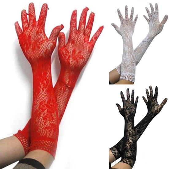 Sexy Gloves Fine Workmanship Elastic Comfortable Bridal Gloves Lace With Finger for Wedding