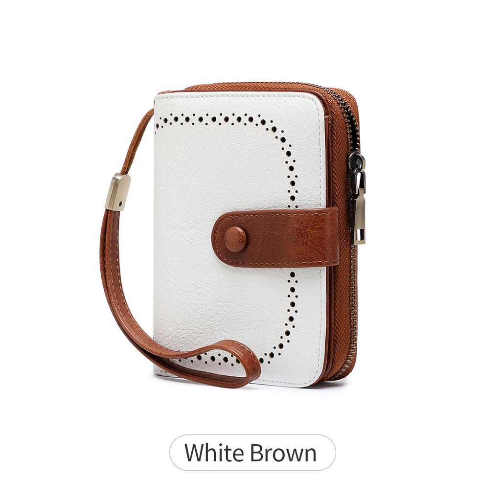 New anti-theft brush women's wallet oil wax leather short wallet retro multi-functional organ card bag