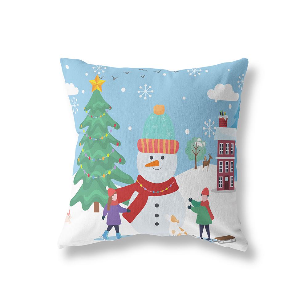 Home Decor Merry Christmas Reindeer Print Pattern Cushion Cover Living Room Sofa Decor Polyester Throw Pillow Pillow Cover