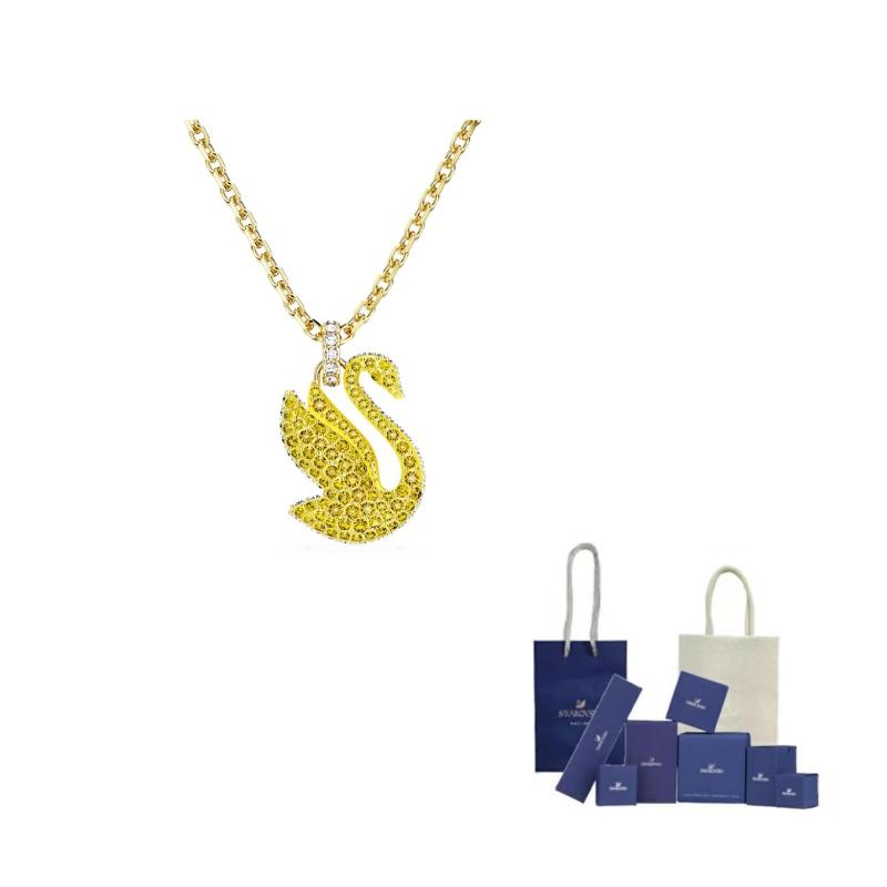 Swarovski Swan Faux Crystal Necklaces Womens F-Original Brand Box And Bag (Color Random)
