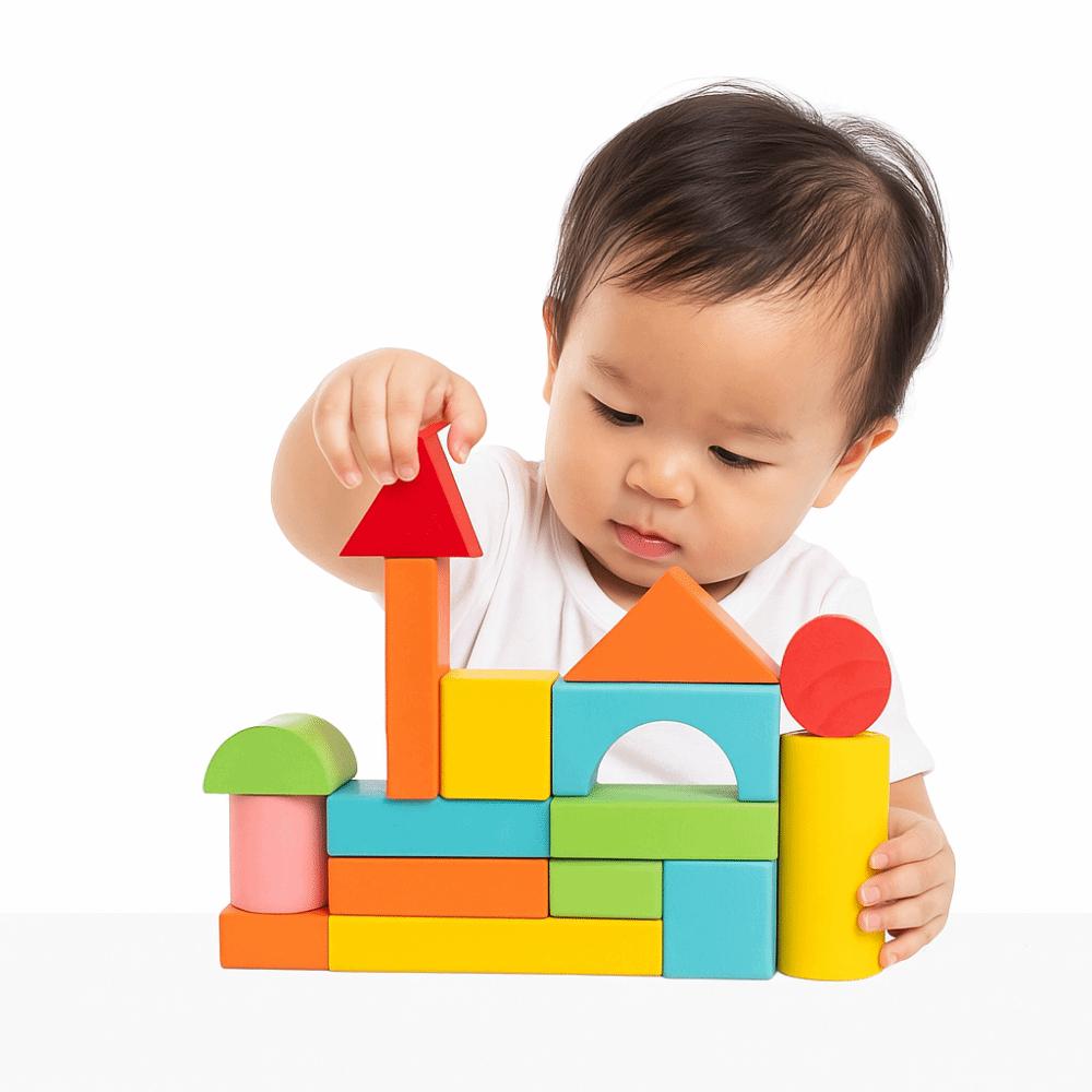 40PCS/SET Colorful Wooden Building Blocks Learning Sensory Early Educational Toys  For Children