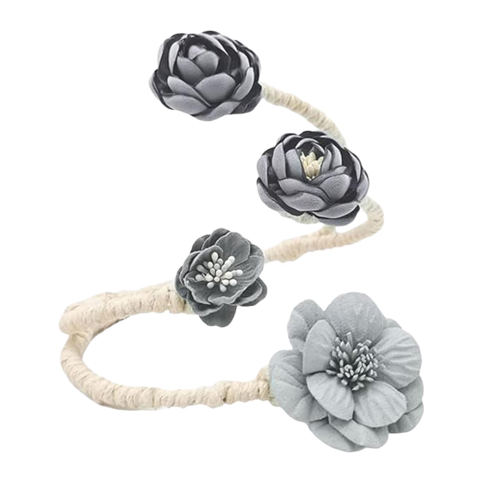 

Handwoven Curtain Tieback Rope Branch Flower Design Adjustable Curtain Holder for Office and Living Room серый