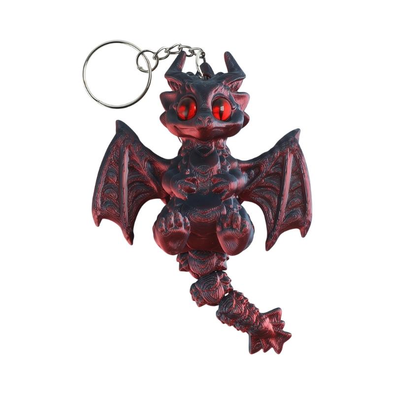 Unique 3D Printed Western Dragon Toy Keychain With Movable Joints For Play And Display Keyring Accessories