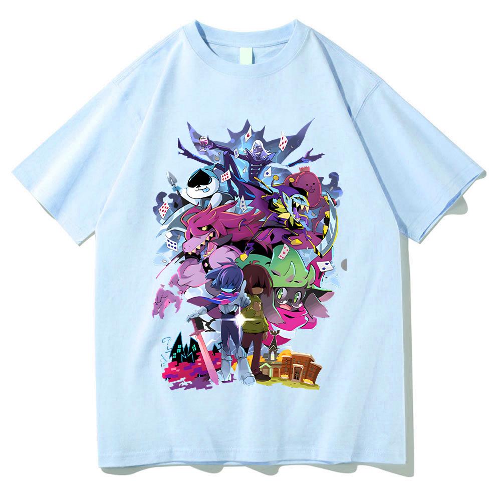 Deltarune Merch Personaggi Artwork Maglietta Cast Completo Abbigliamento per Fan Gioco Deltarune Maglietta in Cotone Top Divertente Larga Unisex Tee