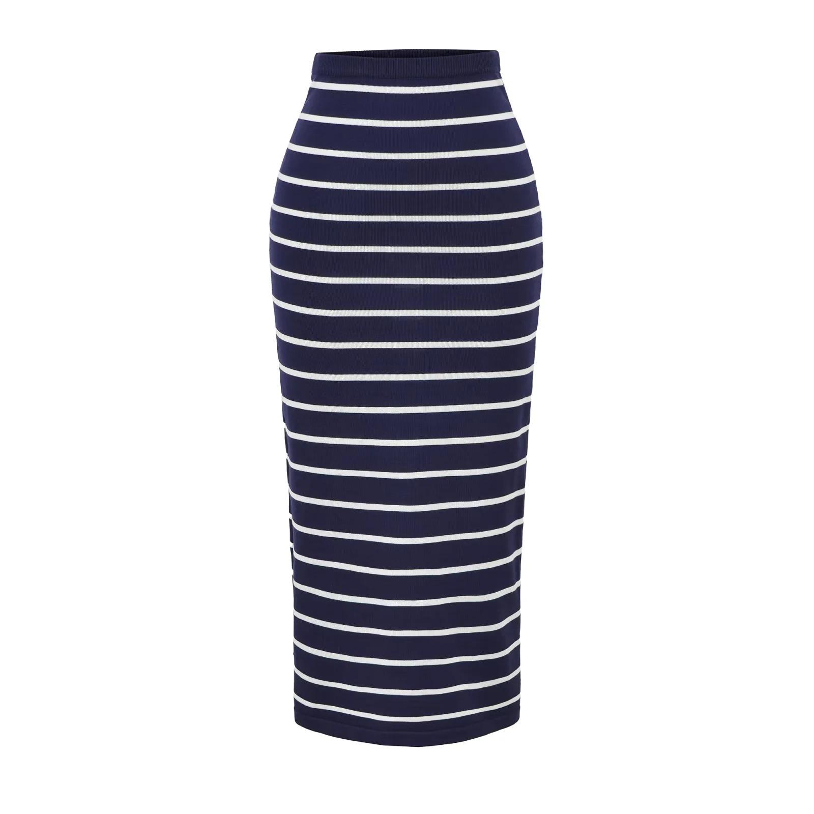 American Spicy Girl Color Block High Waist Knit Skirt - Women s Slim Fit, Spring/Autumn Style Large