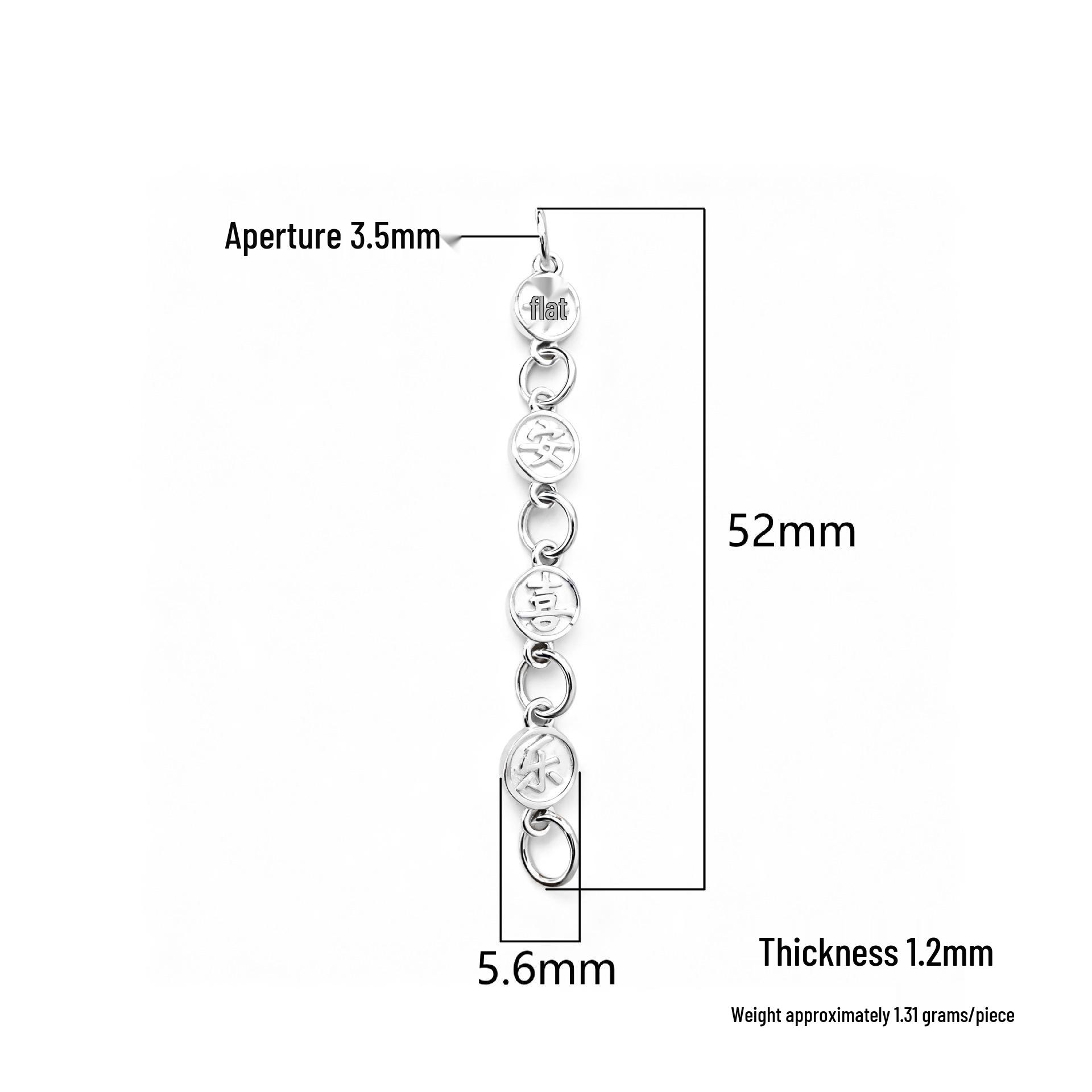 Sterling Silver 999 Peace & Joy Chinese-Style Pendant for DIY Crystal Bracelet & Necklace Crafting Pure Silver 999