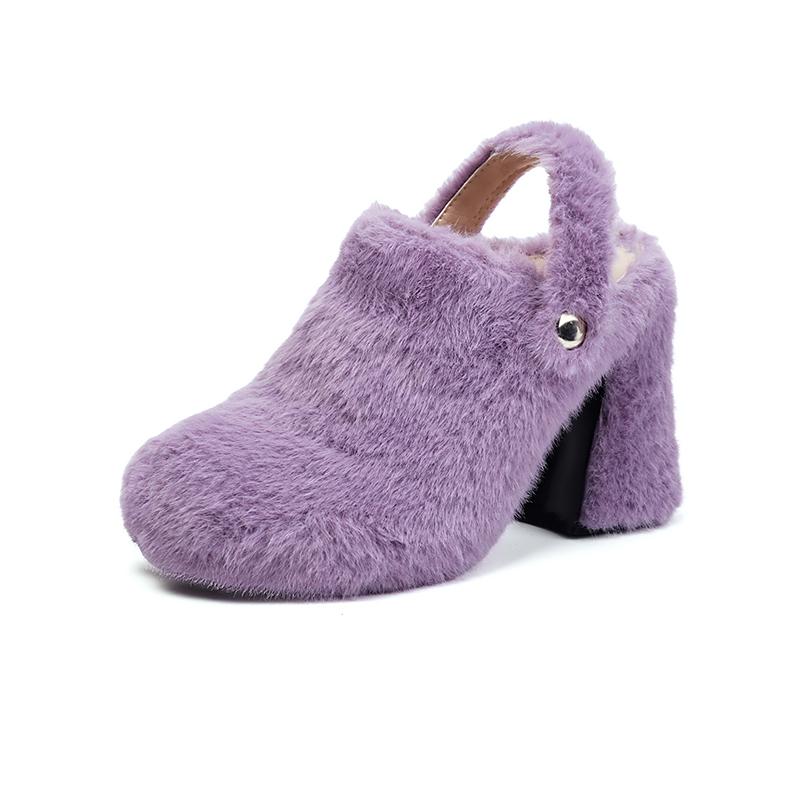 

Большого размера Синтетический материал из конского волоса Супер толстый каблук Смешанные сандалии-губки Комфортная волосатая обувь Сандалии на высоком каблуке 39 лавандовый