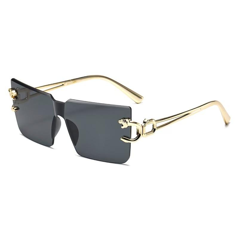 New Arrival Rimless Sunglasses Square Rectangle Big Sun Glasses for Women Men Metal Frame Shades