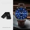 Luxury Business Fashion Quartz Watch with Leather Strap Alloy Case Pointer Dial-Premium Design Men's Gift