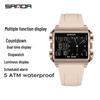 SANDA Men's Luminous Waterproof Sports Watch - Square Design with Multifunctional Countdown Timer