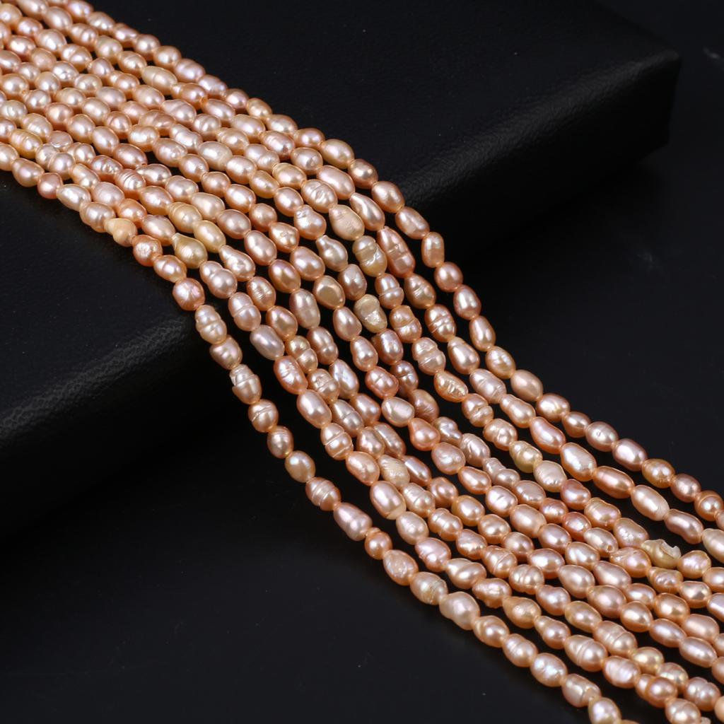 1String, White Natural Freshwater Pearls, Handmade Rice Pearl Beads, 3-3.5 Mm, for DIY Necklace Accessories, Jewelry Making, Women Gift, 36 Cm
