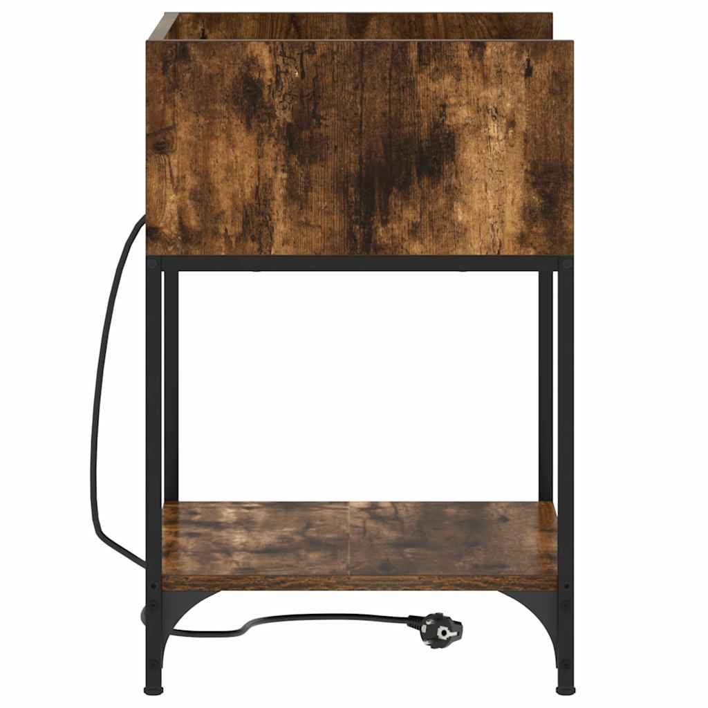 Nightstand with Shelf 2 pcs Smoked Oak 40 x 40 x 61 cm